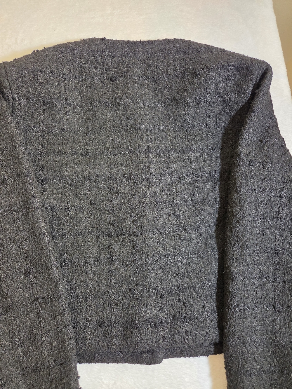 Abercrombie & Fitch Black Collarless Tweed Jacket Gold Buttons Size M - Picture 12 of 12